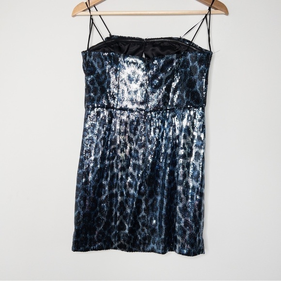 Zara Womens Blue Leopard Strapless Sequin Mini Dress Size Medium NEW Festive Day - Picture 8 of 12